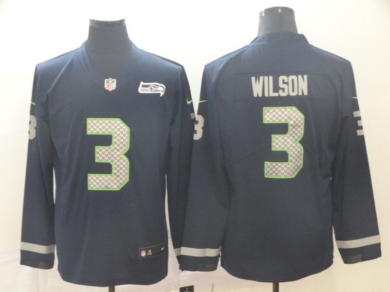 Men's Seattle Seahawks Russell Wilson #3 Navy Jersey